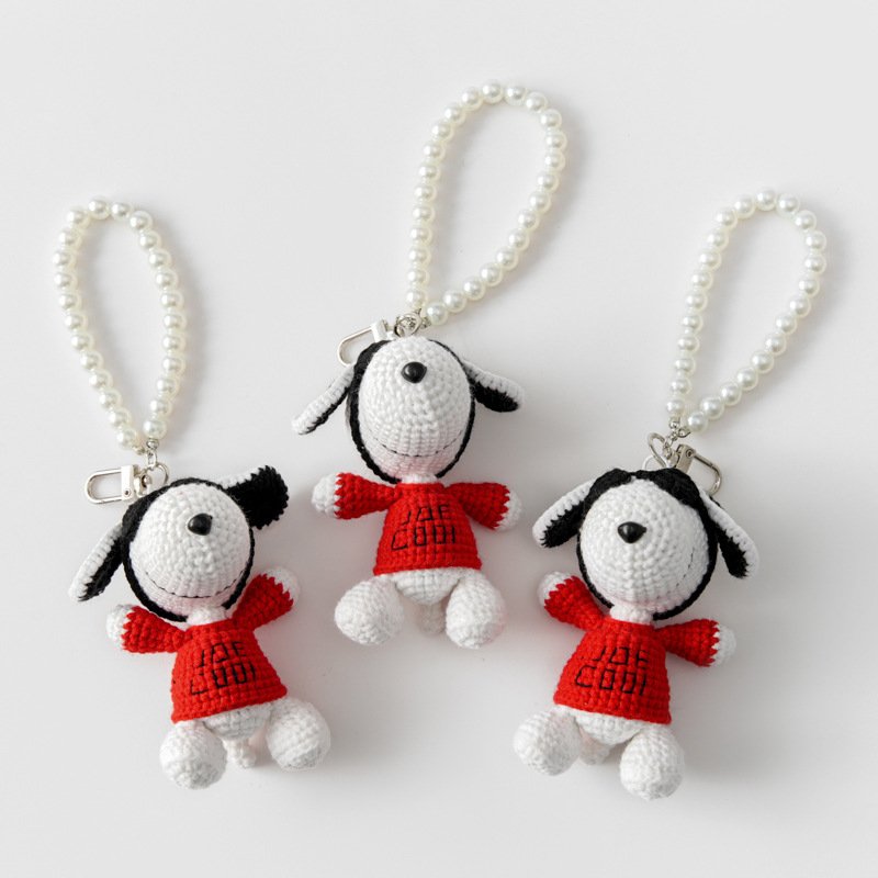 画像2: Snoopy Plush Pearl Strap Bag Charm Fashion Accessory  　スヌーピーぬいぐるみパールストラップ バッグチャームキーホルダーバックチャーム ファッションチャーム (2)