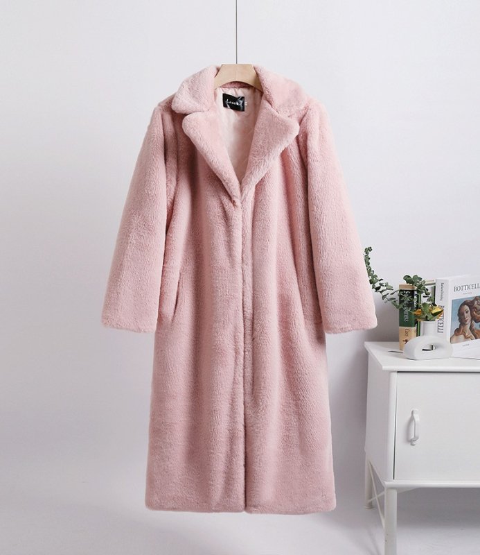 画像15: Women's fake Rex rabbit fur long coat  jacket エコファー フェイクファー ガウン ロブ コート テディベア ぬいぐるみ モコモコ ロング コート　 (15)