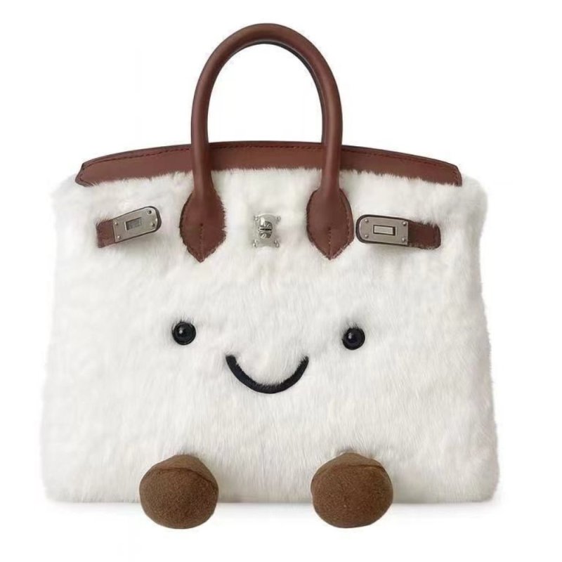 画像1: BK Smile Fur Tote Bag BK M スマイル ファー モコモコ トート ぬいぐるみ バッグ (1)