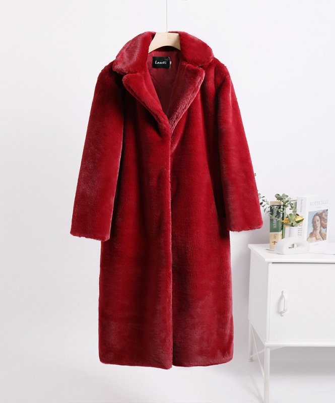 画像17: Women's fake Rex rabbit fur long coat  jacket エコファー フェイクファー ガウン ロブ コート テディベア ぬいぐるみ モコモコ ロング コート　 (17)