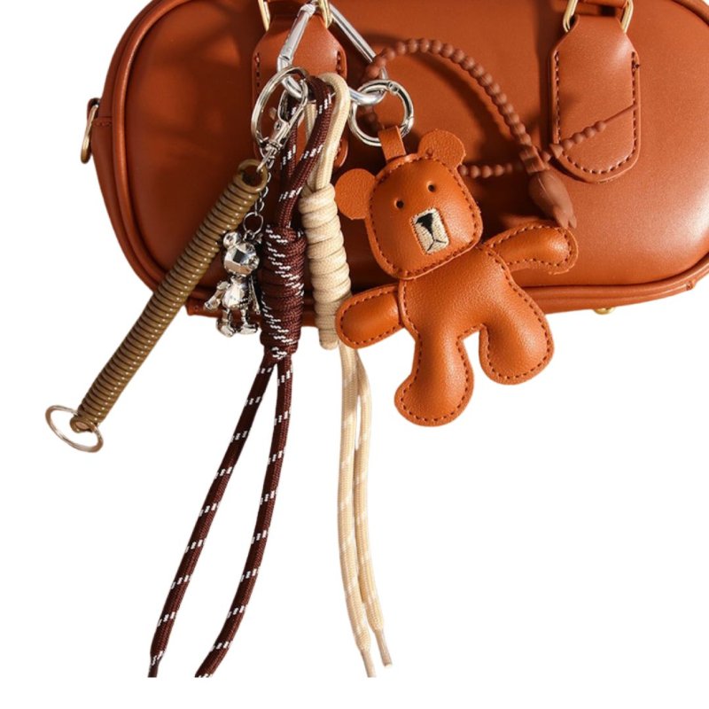 画像2: Leather Brown Bear & Metallic kaws Bag Strap Pendant Charm Fashion Accessory Bag Charm 　レザーブラウンベア＆メタリックカウズキーホルダーバックチャーム ファッションチャーム (2)