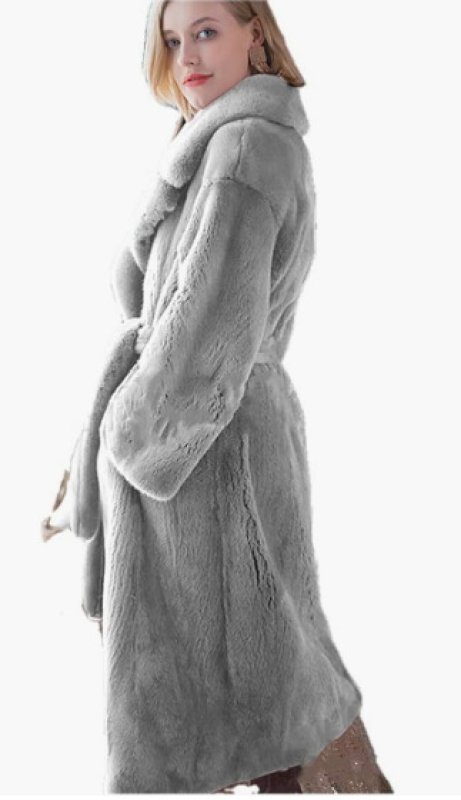 画像7: Women's fake Rex rabbit fur long coat  jacket エコファー フェイクファー ガウン ロブ コート テディベア ぬいぐるみ モコモコ ロング コート　 (7)