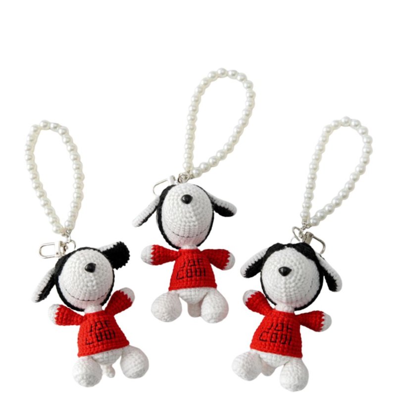画像1: Snoopy Plush Pearl Strap Bag Charm Fashion Accessory  　スヌーピーぬいぐるみパールストラップ バッグチャームキーホルダーバックチャーム ファッションチャーム (1)