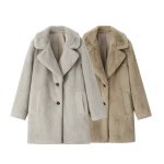 画像1: Women's fake Rex rabbit fur long coat  jacket フェイクファー テディベア ぬいぐるみ モコモコ ロング コート　 (1)