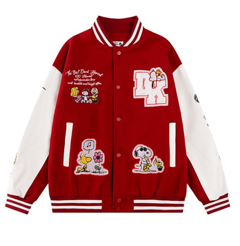 画像4: Snoopy & Friends Embroidered Stadium  jacket Coat 　スヌーピー＆フレンズスタジアムジャンバー＆スタジャンコートジャケット (4)