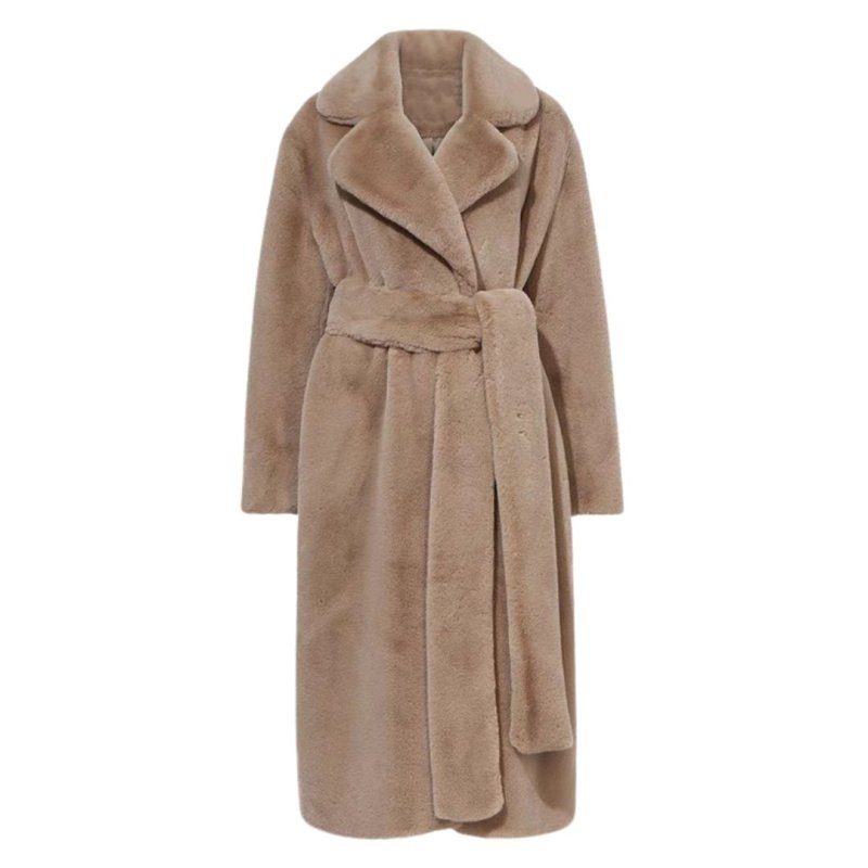 画像1: Women's fake Rex rabbit fur long coat  jacket エコファー フェイクファー ガウン ロブ コート テディベア ぬいぐるみ モコモコ ロング コート　 (1)