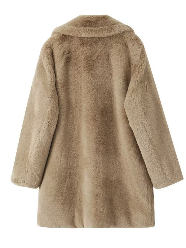 画像3: Women's fake Rex rabbit fur long coat  jacket フェイクファー テディベア ぬいぐるみ モコモコ ロング コート　 (3)