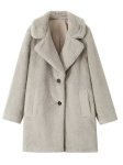 画像4: Women's fake Rex rabbit fur long coat  jacket フェイクファー テディベア ぬいぐるみ モコモコ ロング コート　 (4)