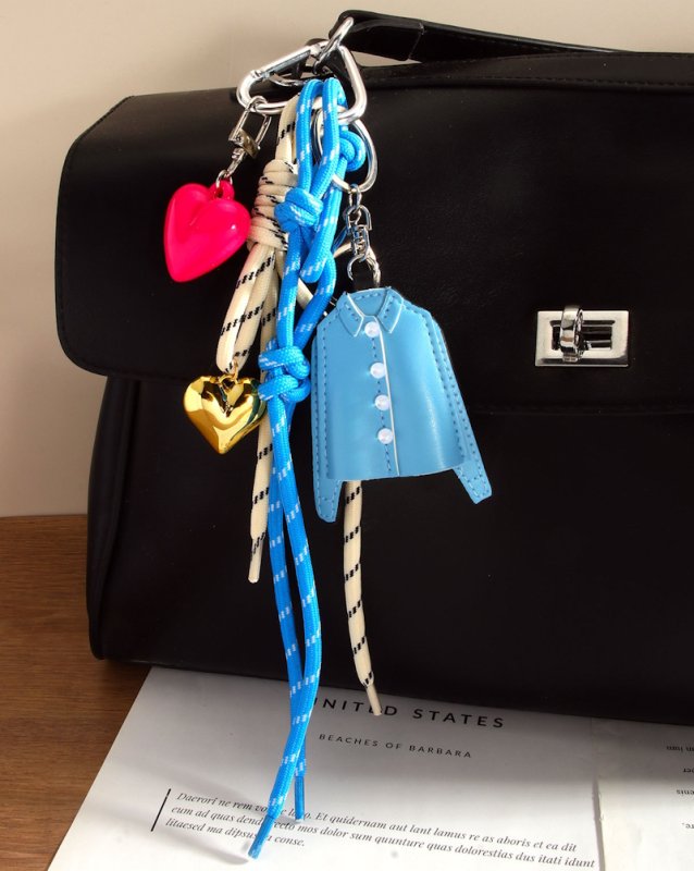 画像2: Leather shirt style & heart & rope bag charm Pendant cell phone pendant Fashion Accessory  　レザーシャツスタイル&ハート＆ロープ バッグチャームキーホルダーバックチャーム ファッションチャーム (2)