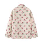 画像3: Lambswool fleece floral print zip-up jacket coat　ラムウールフリース花柄ジップアップジャケットコート (3)