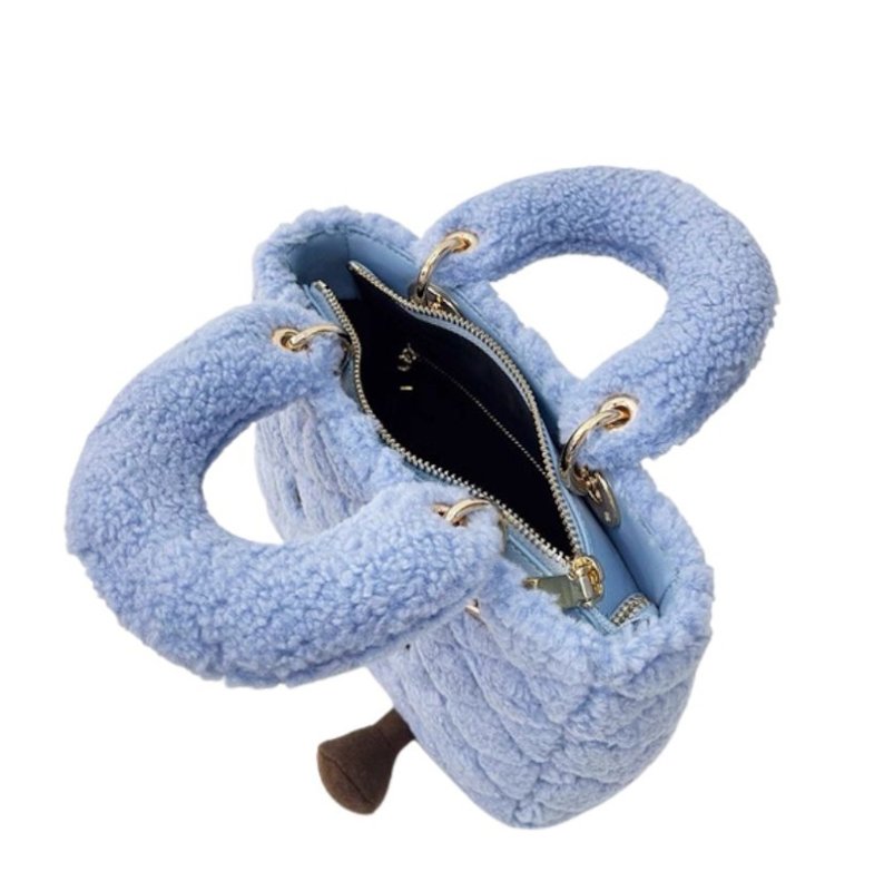 画像4: Smile Fur Plush Quilted Square Small Tote Shoulder Bag　スマイルファーぬいぐるみキルティングスクエアスモールトートショルダーバック (4)