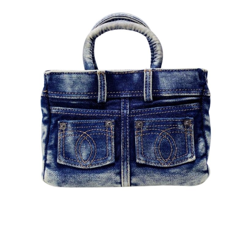 画像4: Washed vintage denim small tote shoulder bag　ウォッシュヴィンテージデニムスモールトートショルダーバッグ (4)