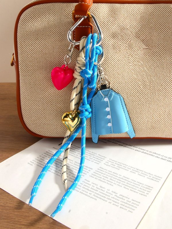 画像3: Leather shirt style & heart & rope bag charm Pendant cell phone pendant Fashion Accessory  　レザーシャツスタイル&ハート＆ロープ バッグチャームキーホルダーバックチャーム ファッションチャーム (3)