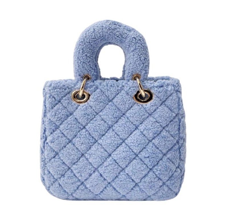画像3: Smile Fur Plush Quilted Square Small Tote Shoulder Bag　スマイルファーぬいぐるみキルティングスクエアスモールトートショルダーバック (3)