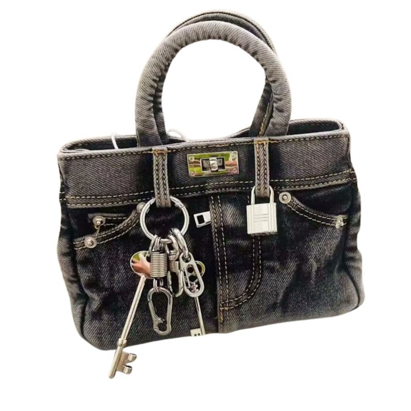 画像3: Washed vintage denim small tote shoulder bag　ウォッシュヴィンテージデニムスモールトートショルダーバッグ (3)