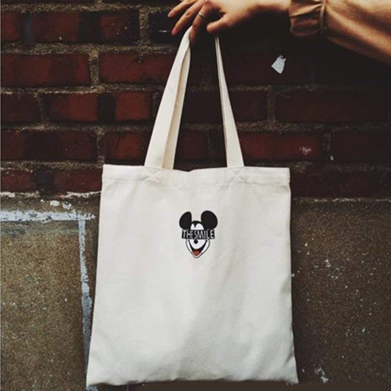 画像8: Unisex THE SMILE Mickey Mouse canvas tote shoulder bag　ユニセックス男女兼用THE SMILEミッキーマウス キャンバストートショルダーバッグ (8)