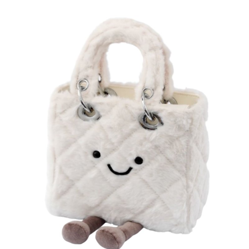 画像2: Smile Fur Plush Quilted Square Small Tote Shoulder Bag　スマイルファーぬいぐるみキルティングスクエアスモールトートショルダーバック (2)