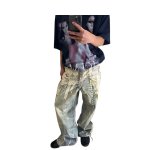 画像4: Unisex Chain & Pearl Trompe l'oeil 3D Print Wide Denim Pants  ユニセックス 男女兼用チェーン＆パール だまし絵 3Dプリントワイドデニムパンツ  (4)