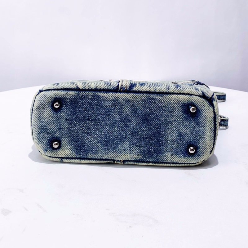 画像7: Washed vintage denim small tote shoulder bag　ウォッシュヴィンテージデニムスモールトートショルダーバッグ (7)