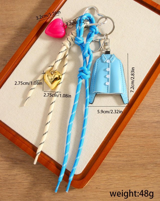 画像4: Leather shirt style & heart & rope bag charm Pendant cell phone pendant Fashion Accessory  　レザーシャツスタイル&ハート＆ロープ バッグチャームキーホルダーバックチャーム ファッションチャーム (4)