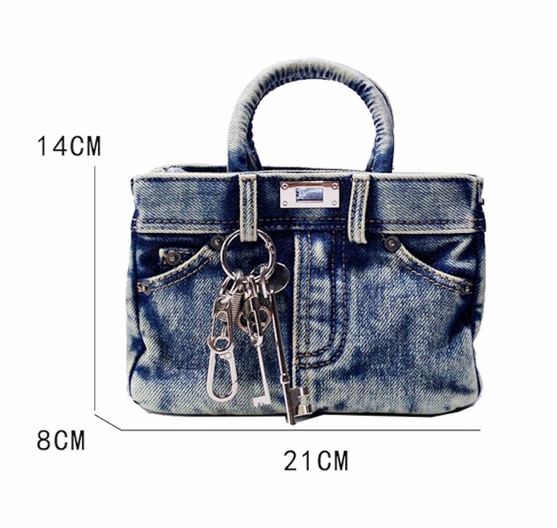 画像6: Washed vintage denim small tote shoulder bag　ウォッシュヴィンテージデニムスモールトートショルダーバッグ (6)
