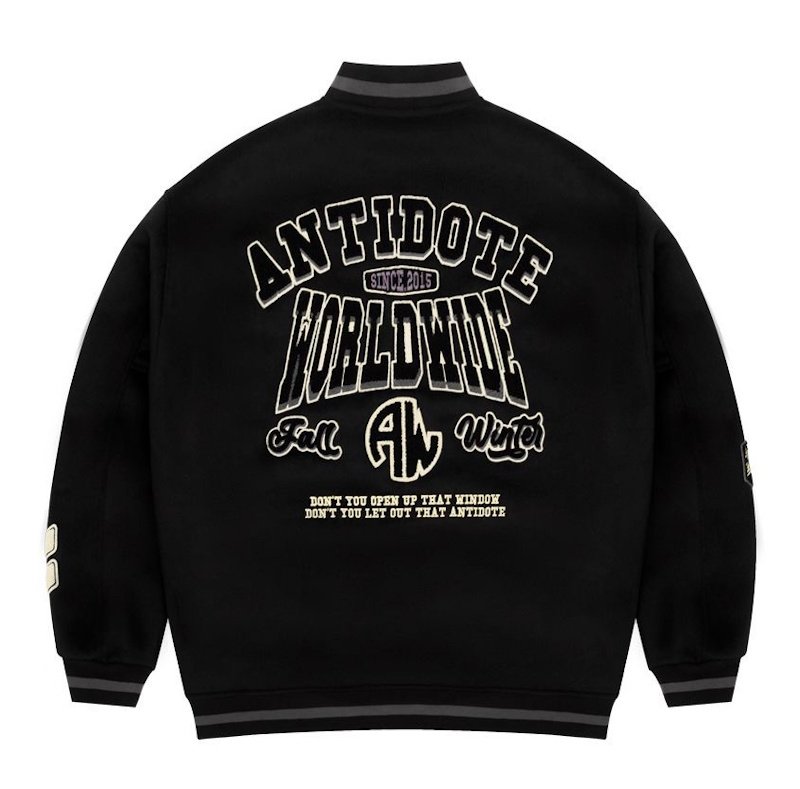 画像3: Unisex ANTIDOTE emblem  embroidered stadium jacket Blouson  ユニセックス 男女兼用ANTIDOTE刺繍エンブレムスタジャン スタジアムジャンパー ジャケット (3)
