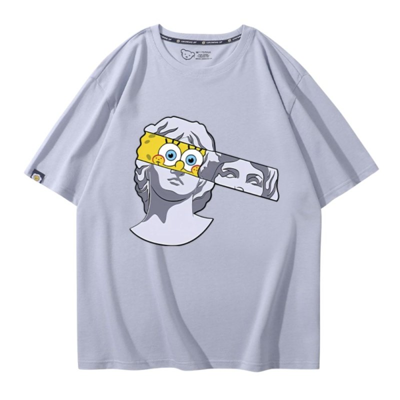 画像9: SpongeBob＆ plaster co-branded round neck Tshirts ユニセックス 男女兼用 スポンジボブ &レプリカ Tシャツ (9)