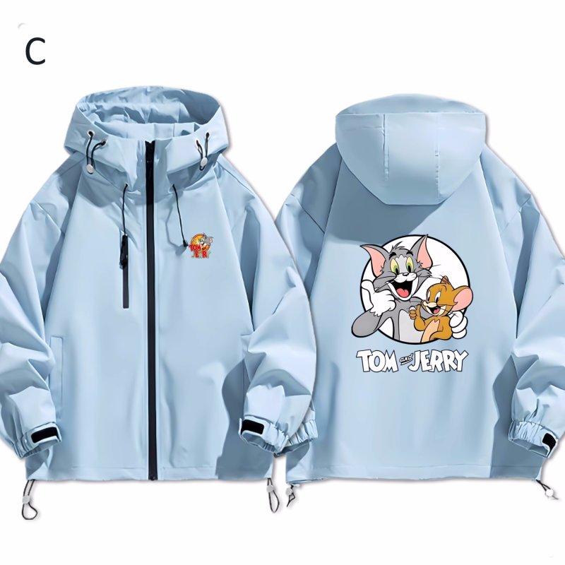 画像4: Unisex Tom and Jerry Hoodie Windbreaker Jacket ユニセックス 男女兼用トムとジェリーフーディウインドブレーカージャケット (4)