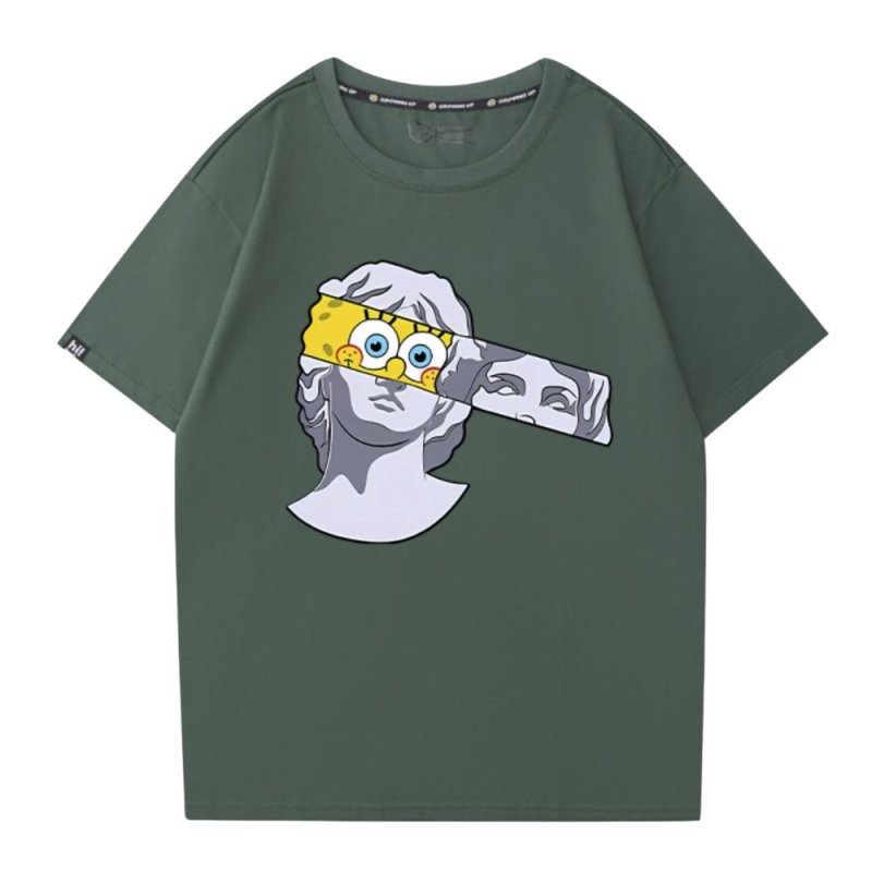 画像12: SpongeBob＆ plaster co-branded round neck Tshirts ユニセックス 男女兼用 スポンジボブ &レプリカ Tシャツ (12)