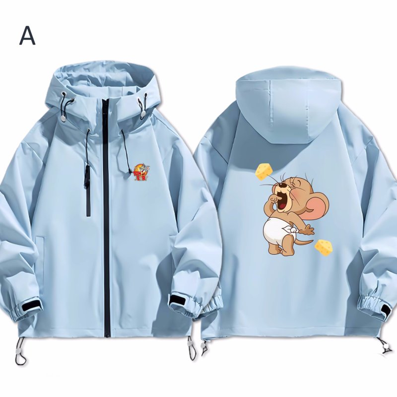 画像2: Unisex Tom and Jerry Hoodie Windbreaker Jacket ユニセックス 男女兼用トムとジェリーフーディウインドブレーカージャケット (2)