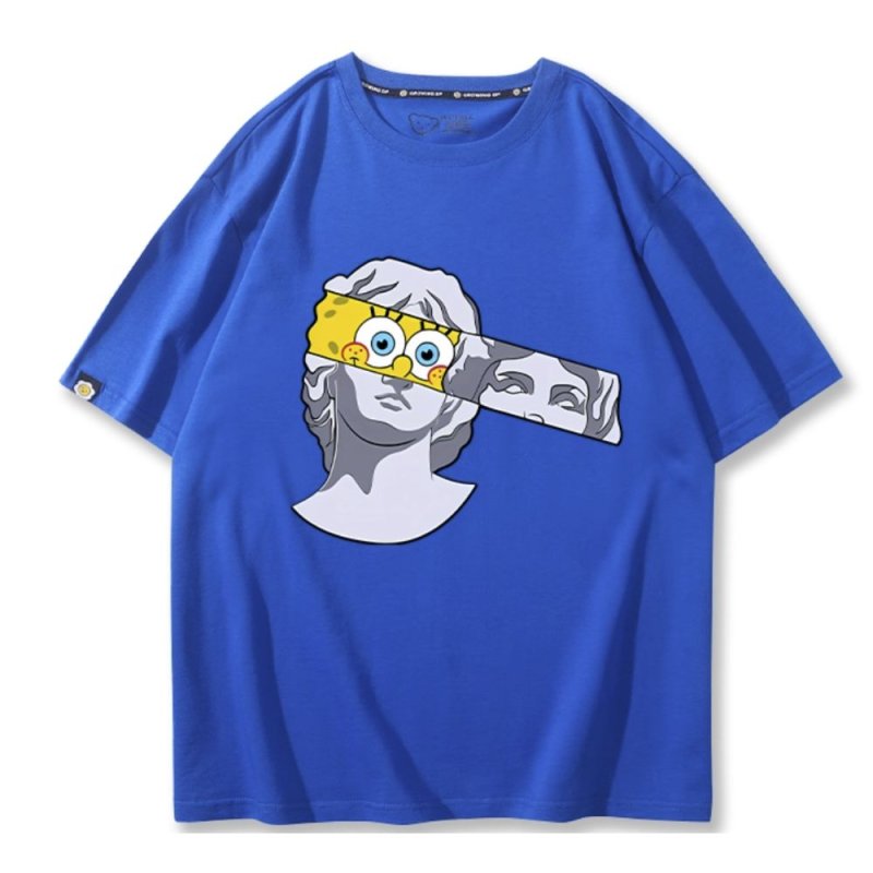 画像10: SpongeBob＆ plaster co-branded round neck Tshirts ユニセックス 男女兼用 スポンジボブ &レプリカ Tシャツ (10)