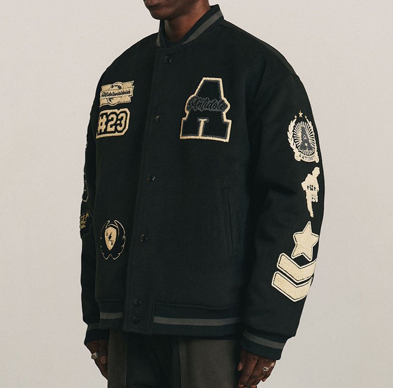 画像4: Unisex ANTIDOTE emblem  embroidered stadium jacket Blouson  ユニセックス 男女兼用ANTIDOTE刺繍エンブレムスタジャン スタジアムジャンパー ジャケット (4)