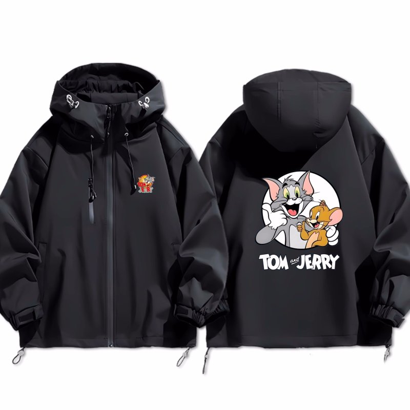 画像1: Unisex Tom and Jerry Hoodie Windbreaker Jacket ユニセックス 男女兼用トムとジェリーフーディウインドブレーカージャケット (1)