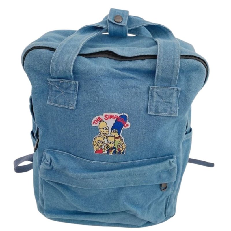 画像1:  Simpson family denim backpack tote shoulder  bag  ユニセックス男女兼用 シンプソンファミリーデニムバックパック リュック (1)