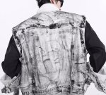 画像4: Optical illusion denim denim jacket with detachable sleeves ユニセックス 男女兼用 だまし絵スタイル デニムGジャン袖取り外し可能 (4)