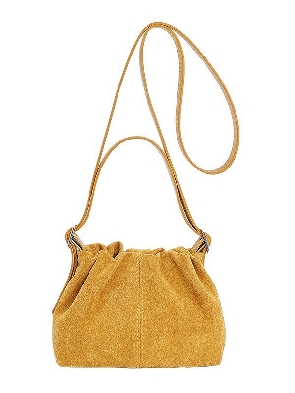 画像4: Suede Drawstring Bucket Mini Tote Shoulder Crossbody Bag　スエードローストリングバケットミニトートショルダークロスボディポシェットバッグ (4)