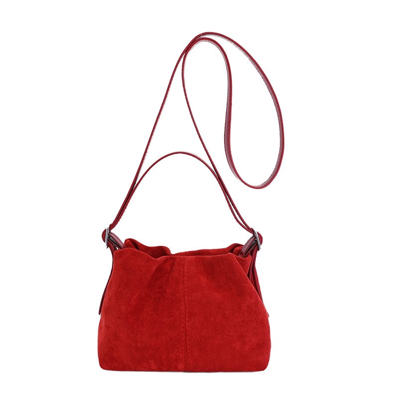 画像2: Suede Drawstring Bucket Mini Tote Shoulder Crossbody Bag　スエードローストリングバケットミニトートショルダークロスボディポシェットバッグ (2)