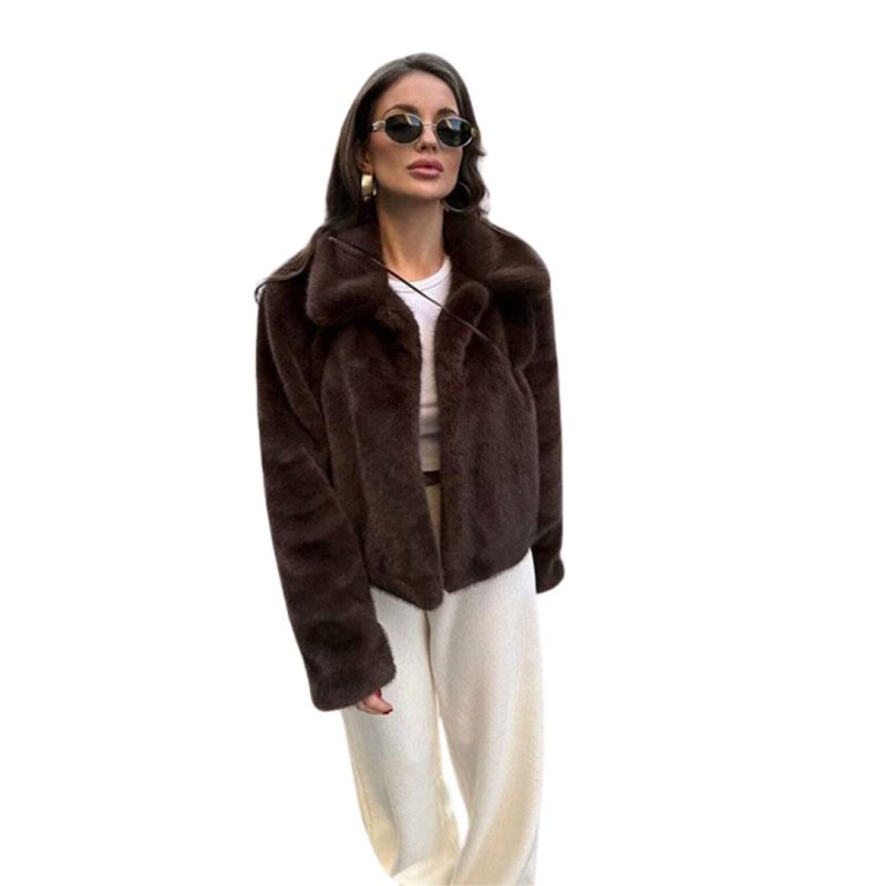 画像3:  fur lapel short jacket coat jacket  ユニセックスミンクファースタイルラペルショート丈ジャケットコート (3)