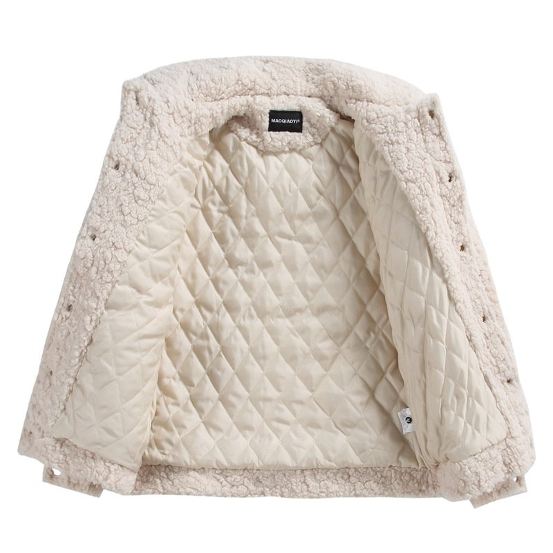 画像5: Unisex Lambswool-style padded down jacket coat Blouson  ユニセックス 男女兼用フェイクラムウール中綿ダウンジャケットコートブルゾン (5)