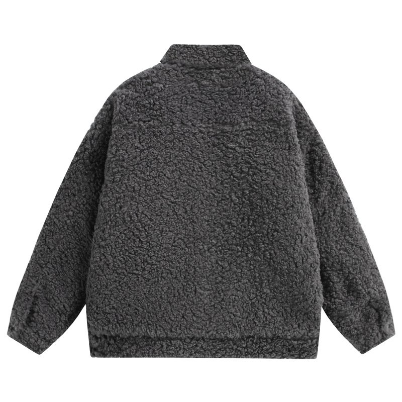 画像4: Unisex Lambswool-style padded down jacket coat Blouson  ユニセックス 男女兼用フェイクラムウール中綿ダウンジャケットコートブルゾン (4)