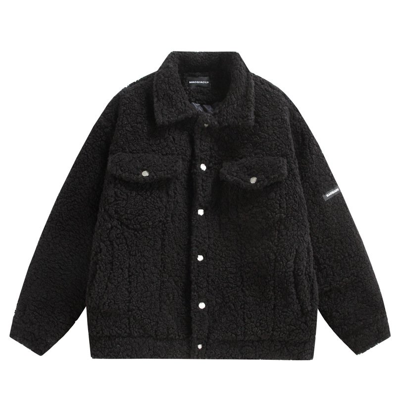 画像3: Unisex Lambswool-style padded down jacket coat Blouson  ユニセックス 男女兼用フェイクラムウール中綿ダウンジャケットコートブルゾン (3)