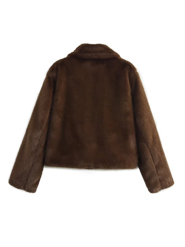 画像2:  fur lapel short jacket coat jacket  ユニセックスミンクファースタイルラペルショート丈ジャケットコート (2)