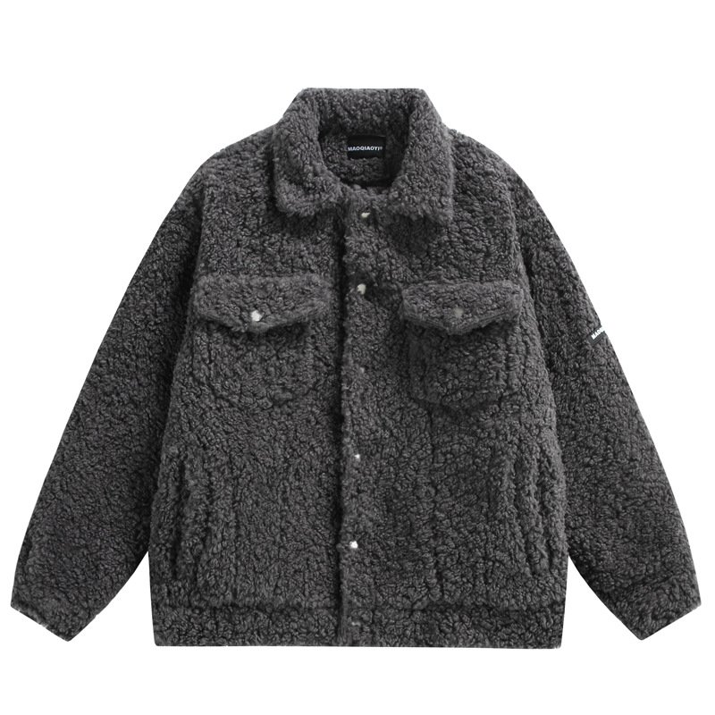 画像1: Unisex Lambswool-style padded down jacket coat Blouson  ユニセックス 男女兼用フェイクラムウール中綿ダウンジャケットコートブルゾン (1)