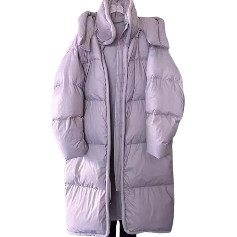 画像4: Long quilted hoodie down  jacket  ユニセックス男女兼用ロングキルティングフーディダウンコートジャケット  (4)