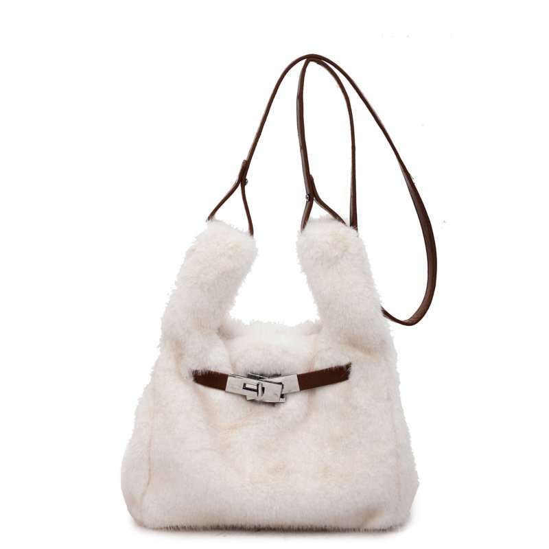 画像2: Rock Moco Fur Tote Shoulder Crossbody Bag　ロック付きモコモコファーミニトートショルダークロスボディポシェットバッグ (2)