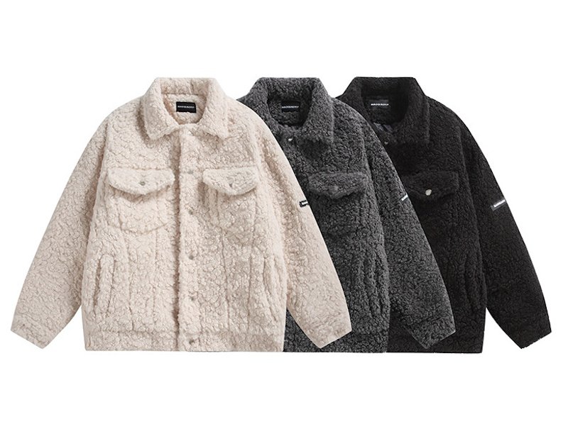 画像6: Unisex Lambswool-style padded down jacket coat Blouson  ユニセックス 男女兼用フェイクラムウール中綿ダウンジャケットコートブルゾン (6)