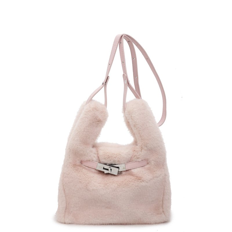 画像7: Rock Moco Fur Tote Shoulder Crossbody Bag　ロック付きモコモコファーミニトートショルダークロスボディポシェットバッグ (7)