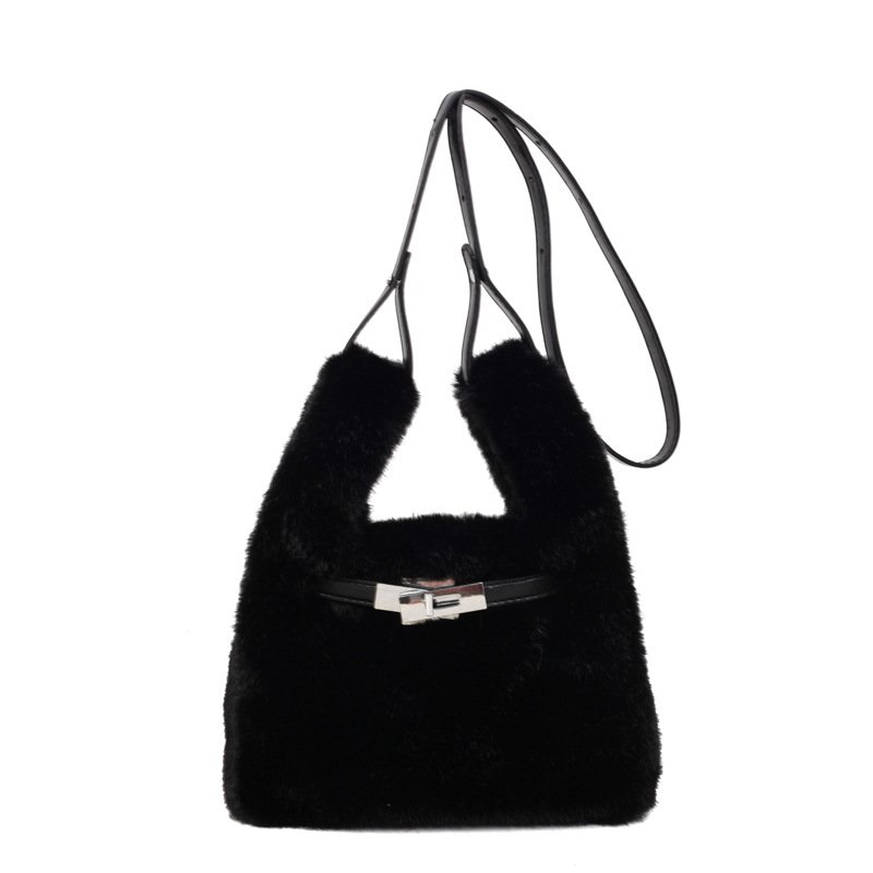 画像3: Rock Moco Fur Tote Shoulder Crossbody Bag　ロック付きモコモコファーミニトートショルダークロスボディポシェットバッグ (3)