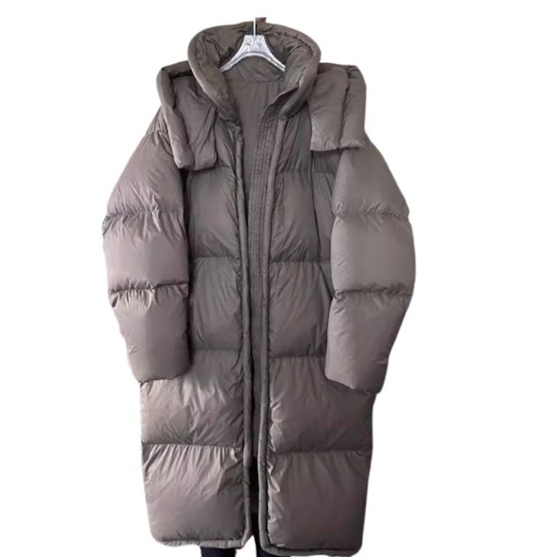画像3: Long quilted hoodie down  jacket  ユニセックス男女兼用ロングキルティングフーディダウンコートジャケット  (3)