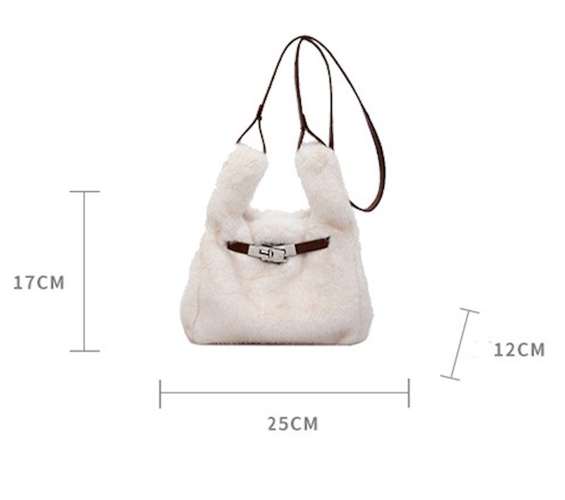 画像8: Rock Moco Fur Tote Shoulder Crossbody Bag　ロック付きモコモコファーミニトートショルダークロスボディポシェットバッグ (8)
